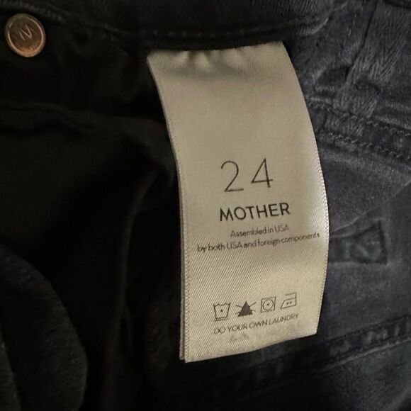 Mother Jean Size 24 Black Insider Crop Step Fray Guilty‎ Racer Stripe Bootcut - Picture 11 of 13